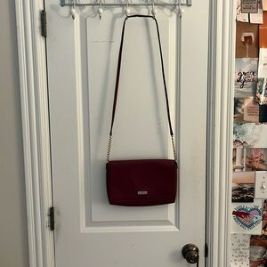 Kate Spade Burgundy Gold Chain Cross Body Purse